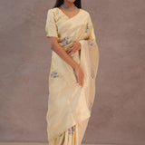 Soft Beige Soft Kanchi Silk Saree With Petit Point Buttis