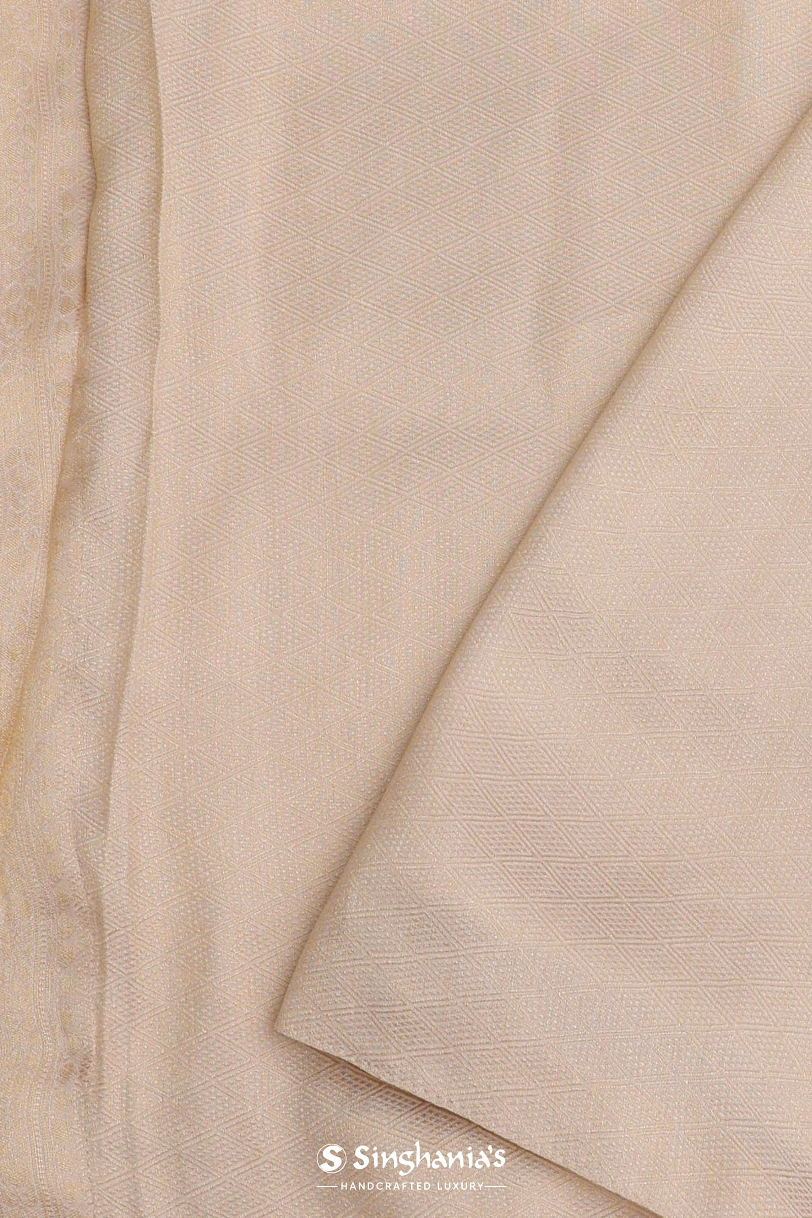 Soft Beige Soft Kanchi Silk Saree With Petit Point Buttis