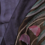 Black And Intense Pewter Grey Organza Saree With Petit Point Embroidery