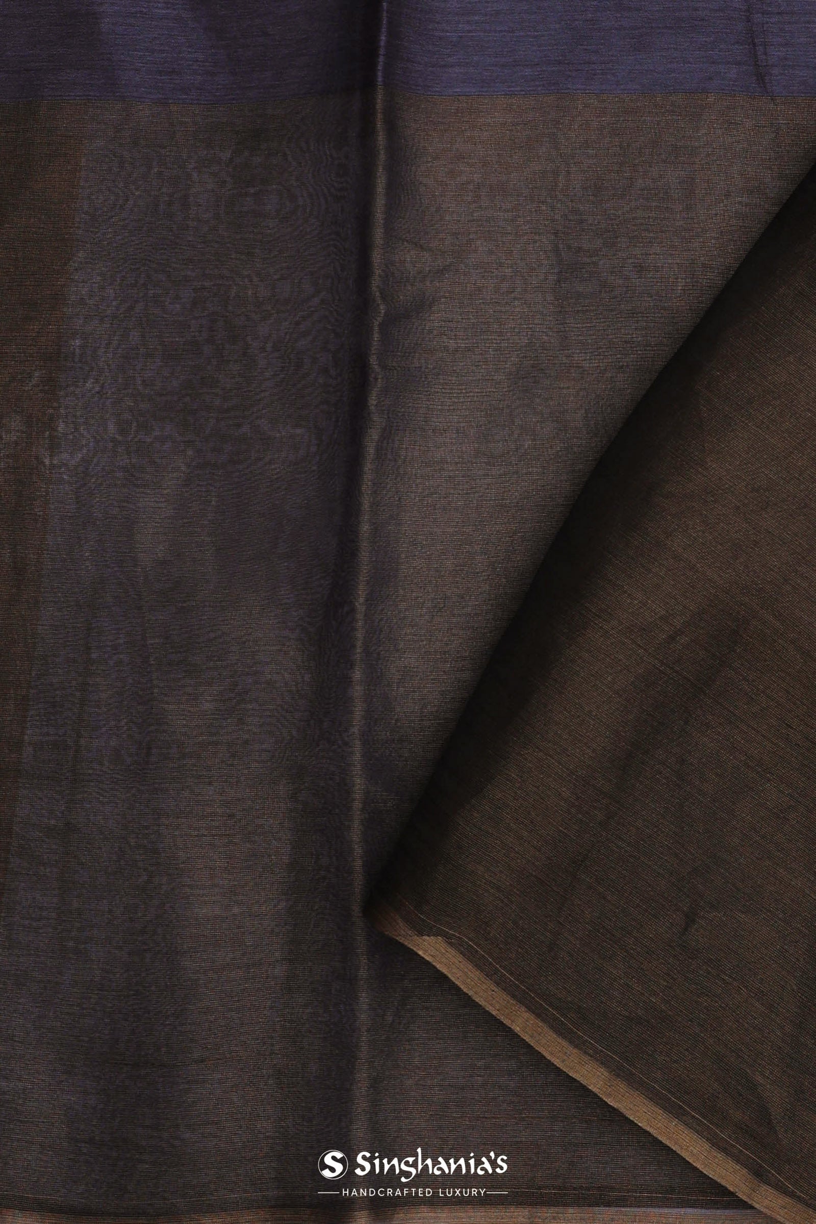 Black And Intense Pewter Grey Organza Saree With Petit Point Embroidery