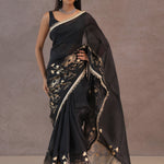 Black Organza Saree With Foil Print