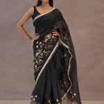 Black Organza Saree With Foil Print