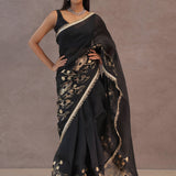 Black Organza Saree With Foil Print