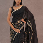 Black Organza Saree With Foil Print