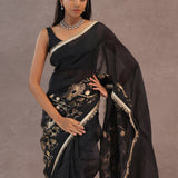 Black Organza Saree With Foil Print