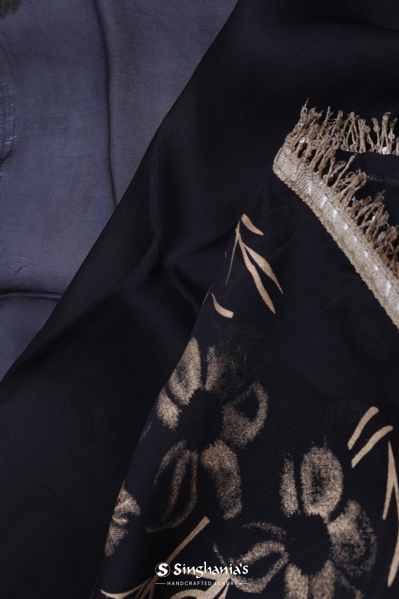 Black Organza Saree With Foil Print