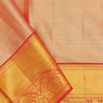 Baby Pink Kanjivaram Tissue Saree With Contrast Red Border
