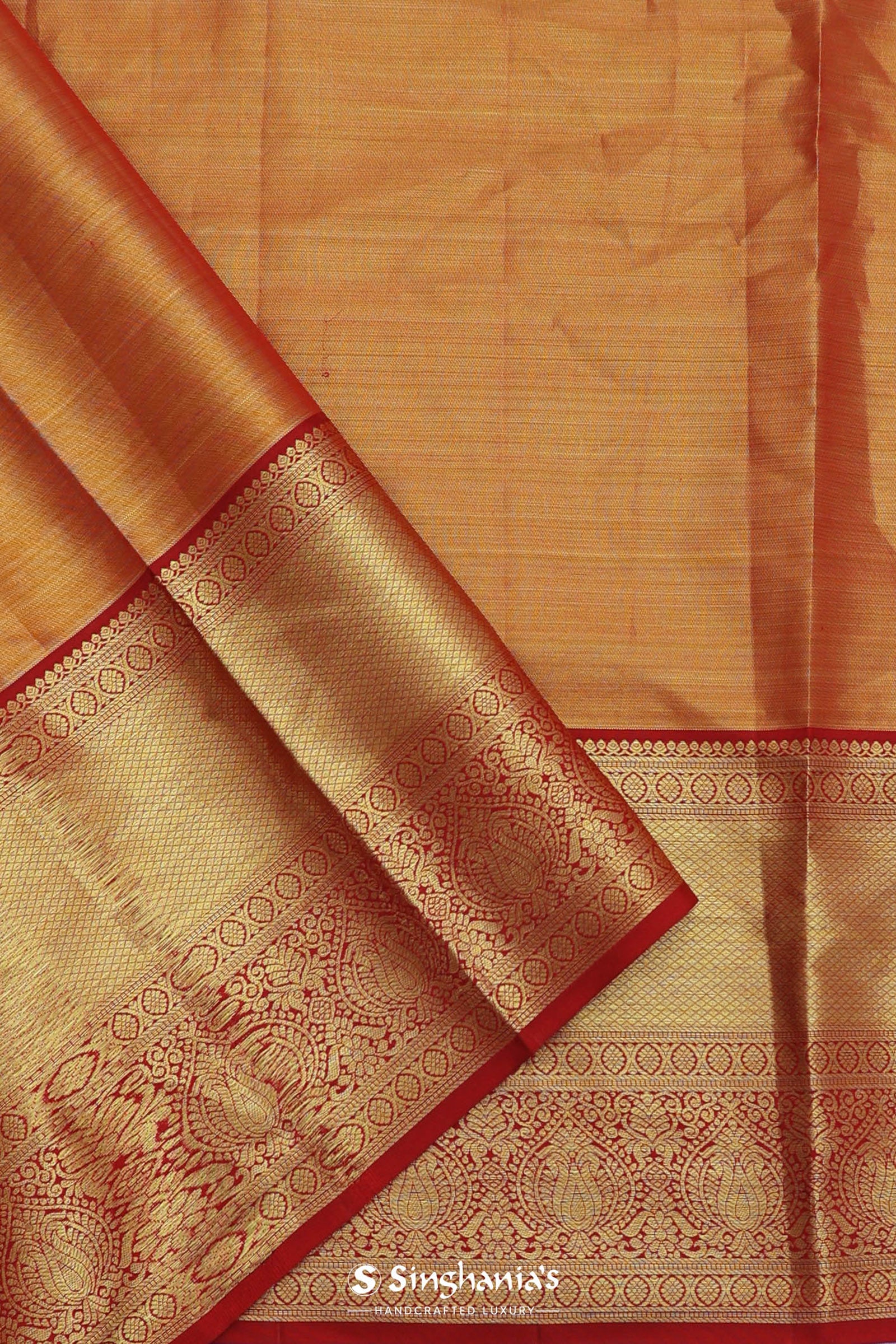 Soft Pink Kanjivaram Tissue Saree With Contrast Red Border