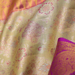 Pistachio Green Kanjivaram  Saree With Contrast Purple Border