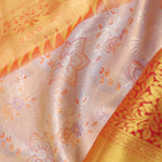 Beige Kanjivaram Tissue Saree With Contrast Red Border