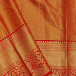 Pistachio Green Kanjivaram Tissue Saree With Contrast Orange Border