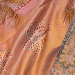 Peach Kanjivaram Saree With Orange Edge And Designer Border