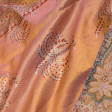 Peach Kanjivaram Saree With Orange Edge And Designer Border