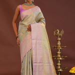 Pistachio Green Kanjivaram Saree With Lilac Border