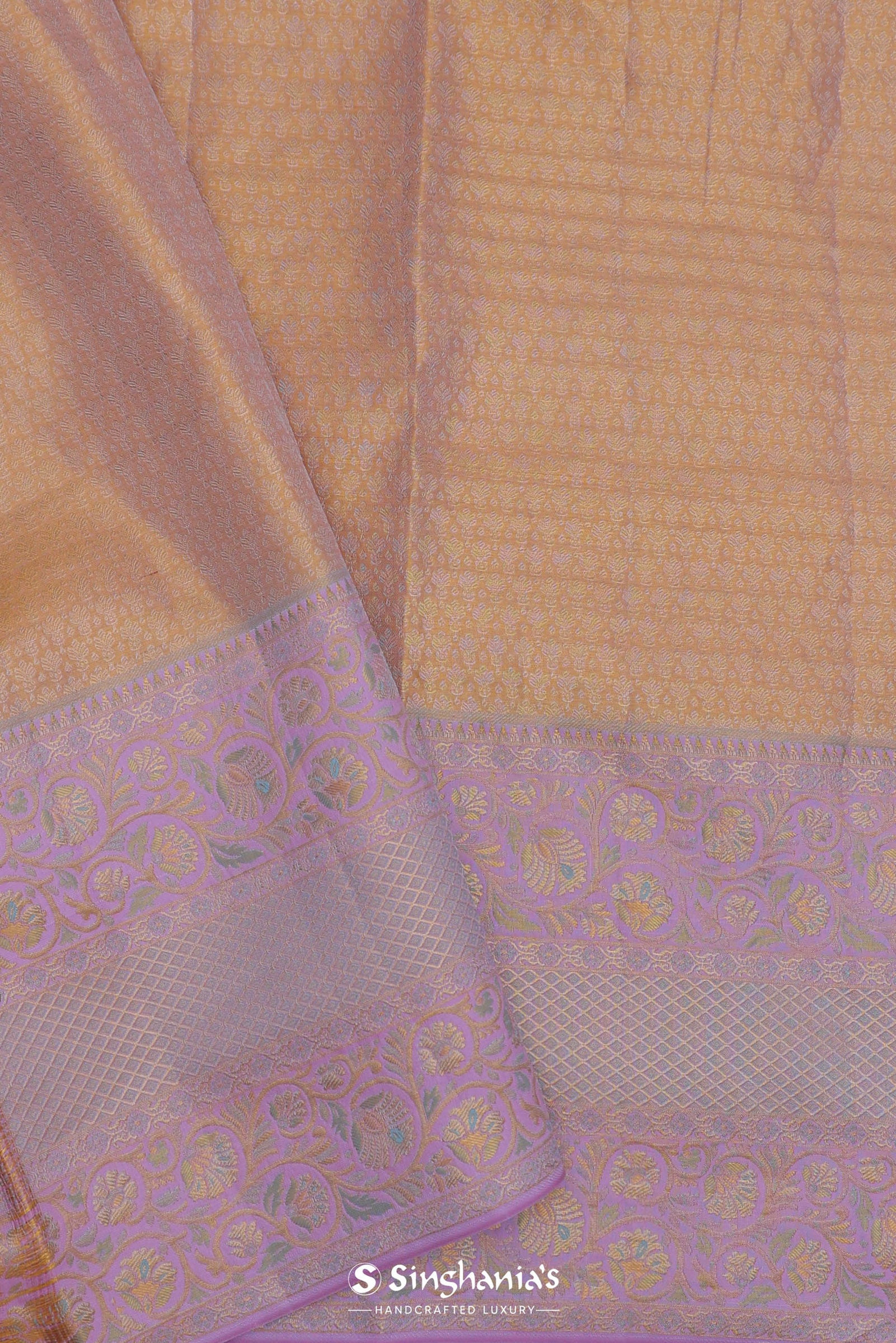 Pistachio Green Kanjivaram Saree With Lilac Border