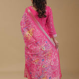French Rose Pink Banarasi Anarkali Set