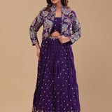 Dark Purple Georgette Lehenga Set