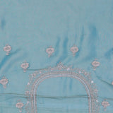 Grayish Turquoise Organza Tissue Saree With Scallop Border
