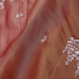 Copper Rose Pink Organza Tissue Saree With Scallop Border