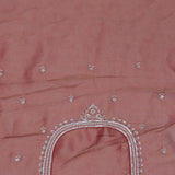 Copper Rose Pink Organza Tissue Saree With Scallop Border