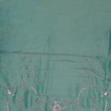 Viridian Green Organza Tissue Saree With Scallop Border