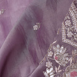 Purple Heart Tissue Saree With Scallop Border