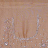 Fawn Organza Tissue Saree With Scallop Border