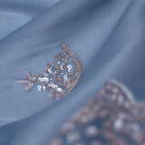 Dark Pastel Blue Organza Tissue Saree With Scallop Border