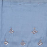 Dark Pastel Blue Organza Tissue Saree With Scallop Border