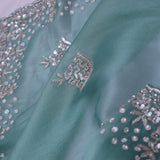 Regent Blue Organza Tissue Saree With Scallop Border