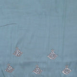 Regent Blue Organza Tissue Saree With Scallop Border