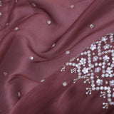 Raspberry Glace Pink Organza Tissue Saree With Scallop Border