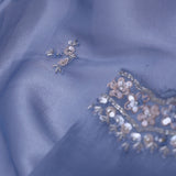 Waikara Gray Organza Tissue Saree With Scallop Border