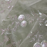 Herbal Sage Green Organza Tissue Saree With Scallop Border