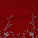 Red Oxide Satin Crepe Saree With Fancy Border