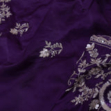 Dark Purple Satin Crepe Saree With Fancy Border