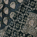 Racing Green Banarasi Georgette Saree With Sequins Work