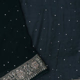 Racing Green Banarasi Georgette Saree With Sequins Work