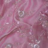 Opera Mauve Pink Georgette Tissue Saree With Scallop Border
