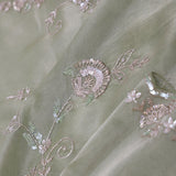 Flax Smoke Yellow Georgette Tissue Saree With Scallop Border