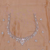 Pale Taupe Georgette Tissue Saree With Scallop Border