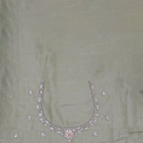 Earthy Sage Green Georgette Tissue Saree With Scallop Border