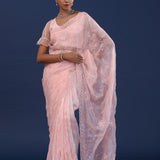 Pastel Soft Pink Organza Saree With Sequin Work