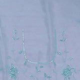 Moonstone Blue Organza Tissue Saree With Embroidery Work