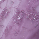 Dusty Lavender Organza Tissue Saree With Embroidery Work