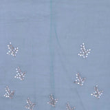 Horizon Blue Cyan Organza Tissue Saree With Scallop Border