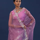 Taffy Pink Organza Saree With Sequin Work