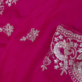 Bright Pink Satin Silk Saree With Cutdana Work
