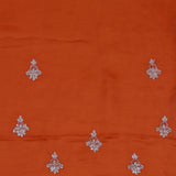 Rusty Red Satin Crepe Saree With Fancy Border