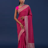 Dark Amaranth Pink Georgette Saree With Banarasi Buttis
